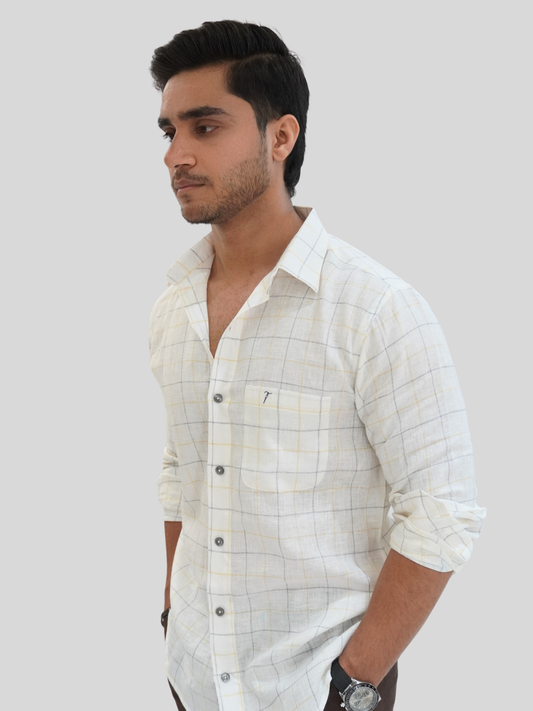 Classic Fit Checked Linen Shirt