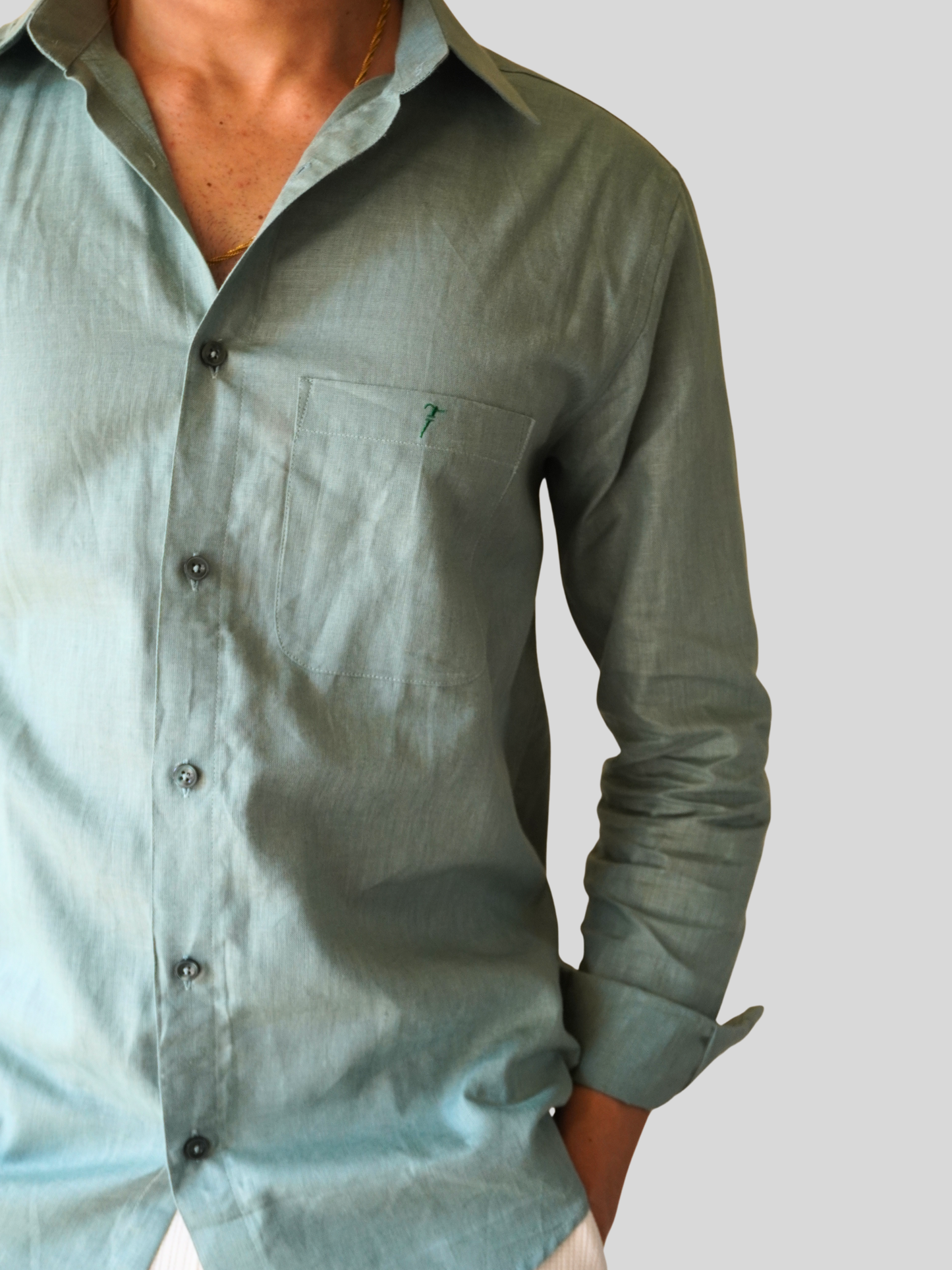 Teal Green Linen Shirt