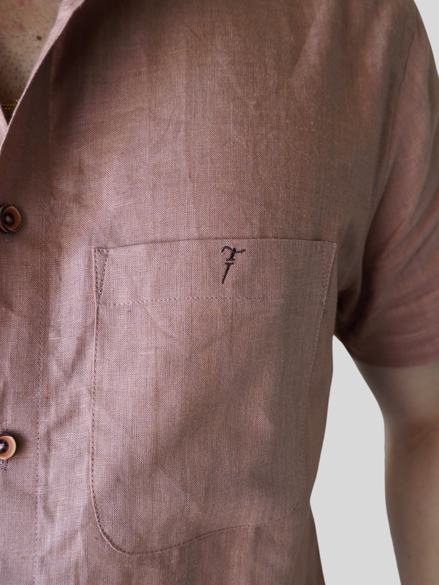 Classic Fit Earthy Brown Short Sleeve Linen Shirt