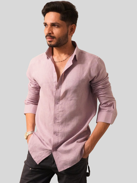 Classic Fit Light Purple Linen Shirt