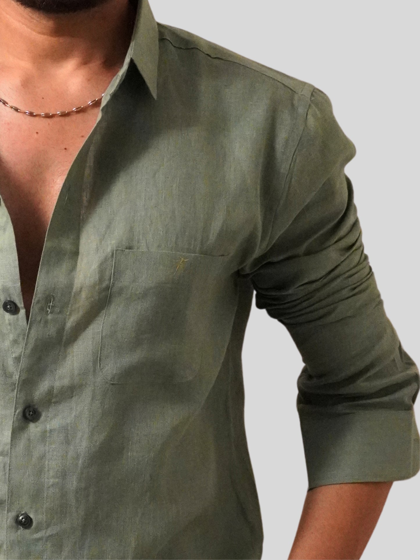 Classic Fit Pista Green Linen Shirt