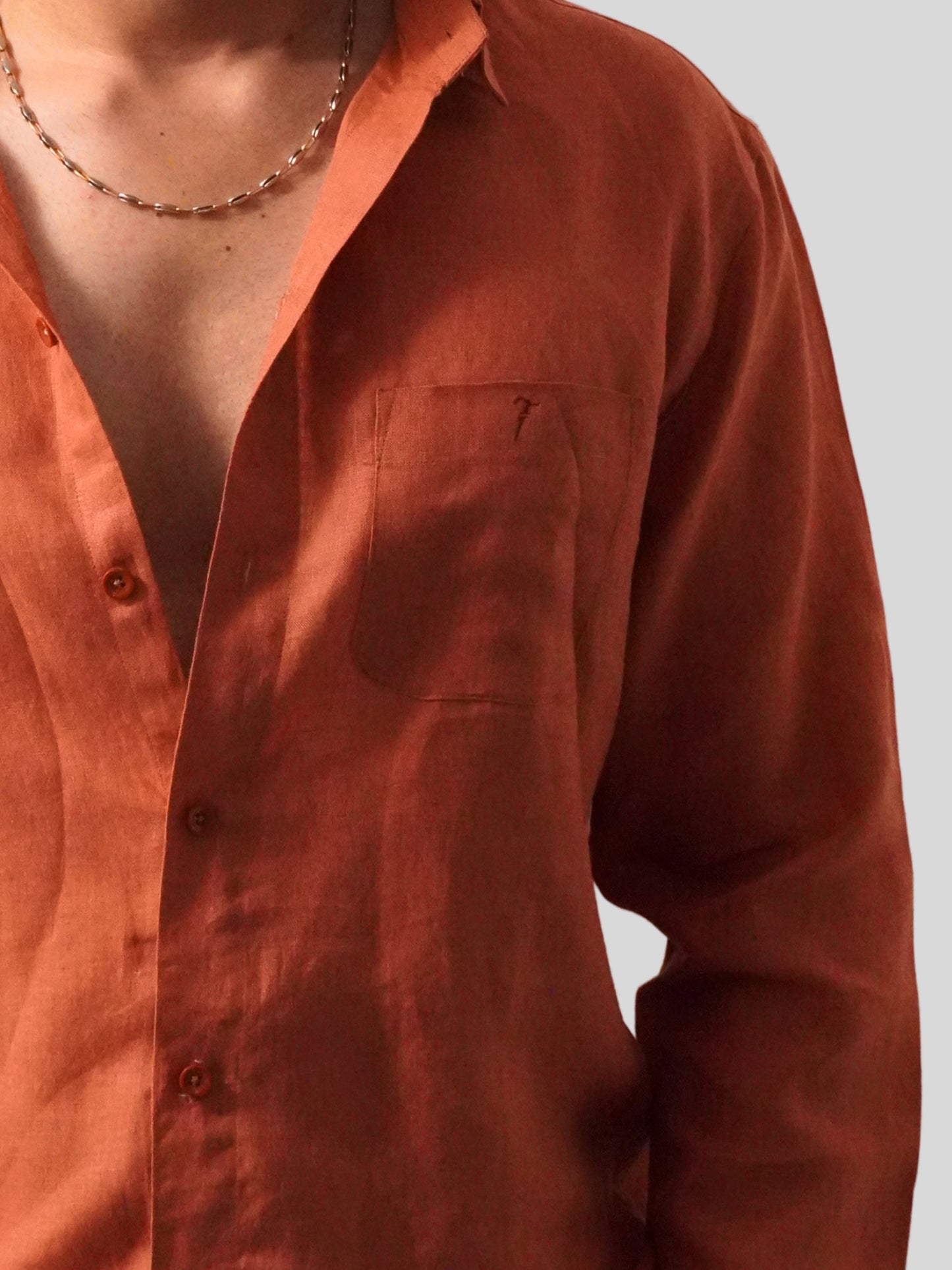 Classic Fit Rust Linen Shirt