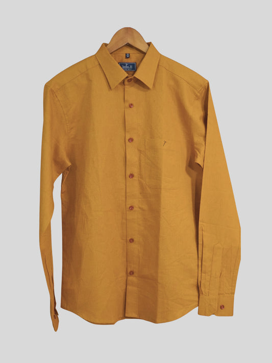 Mustard Yellow Linen-Blend Shirt
