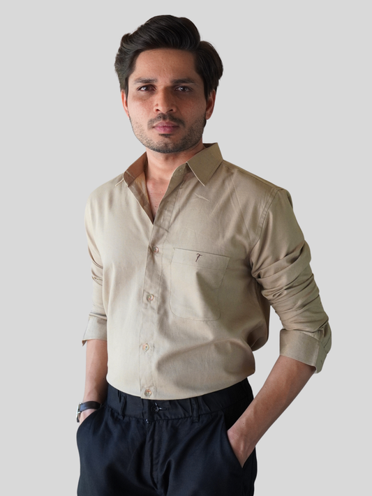 Classic Fit Mushroom Brown Linen Shirt