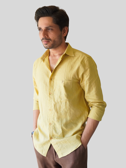 Olive Khaki Linen Shirt