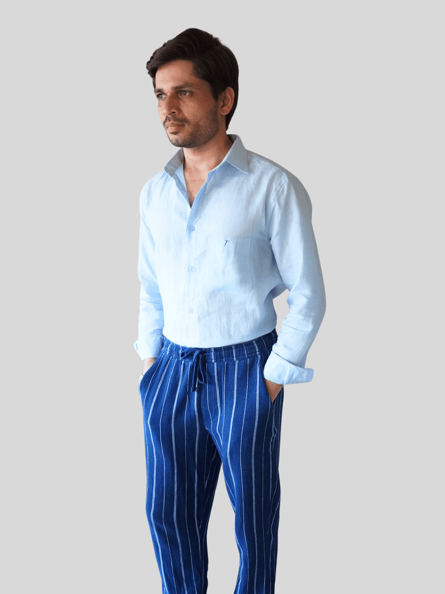 Classic Fit Sky Blue Linen Shirt