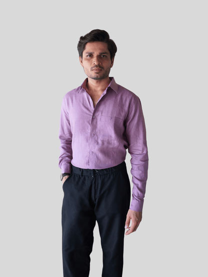 Classic Fit Purple Linen Shirt