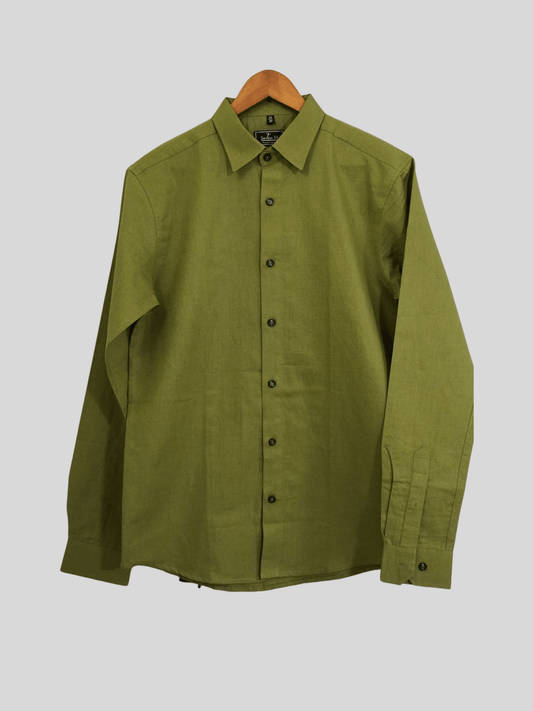 Classic Fit Green Linen Shirt