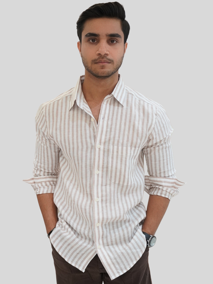 Milky Riviera Striped Linen Shirt