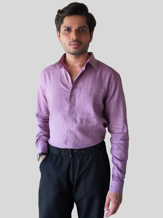 Classic Fit Purple Linen Shirt