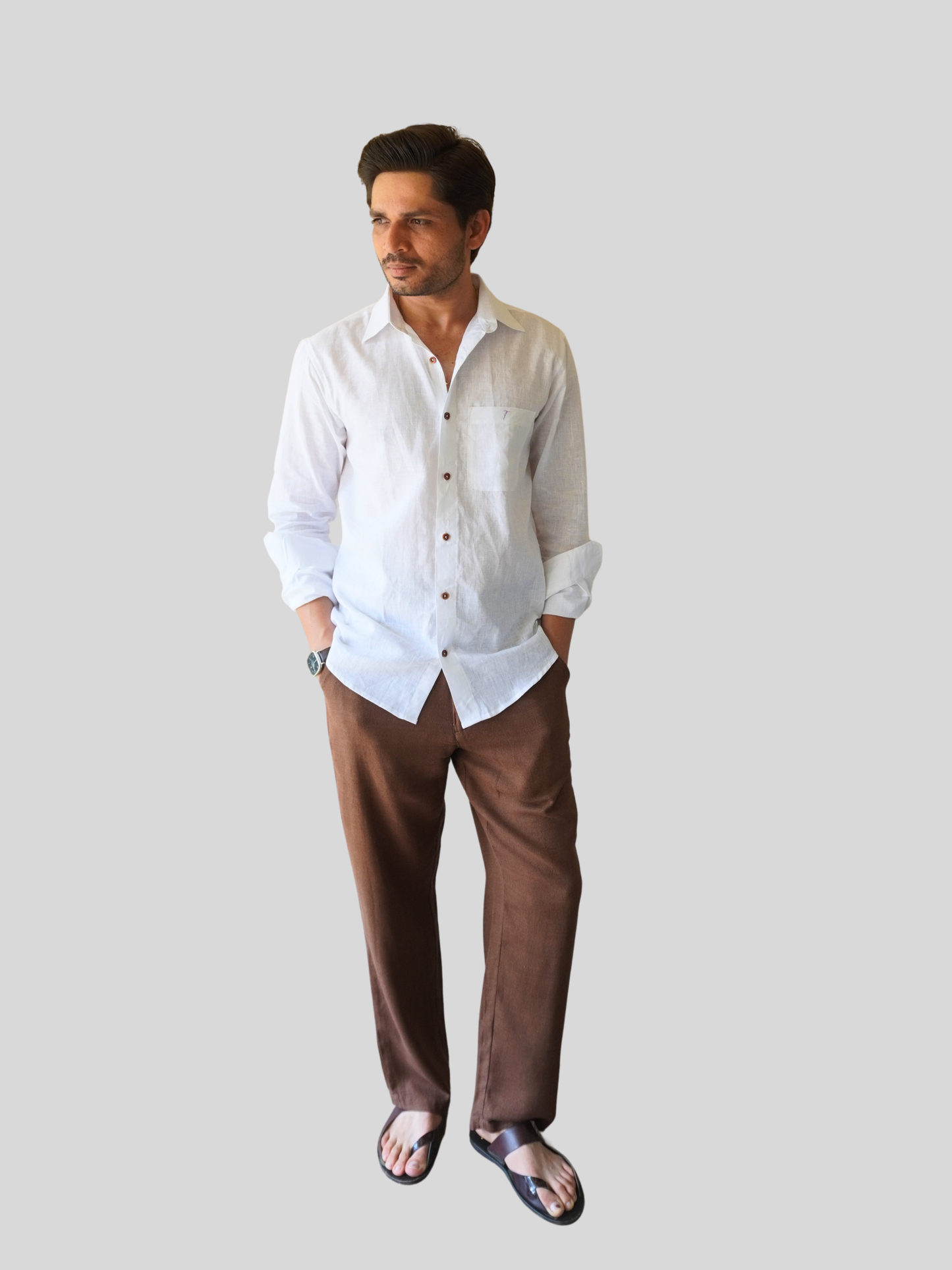 Classic Fit White Linen Shirt