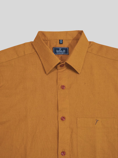 Mustard Yellow Linen-Blend Shirt