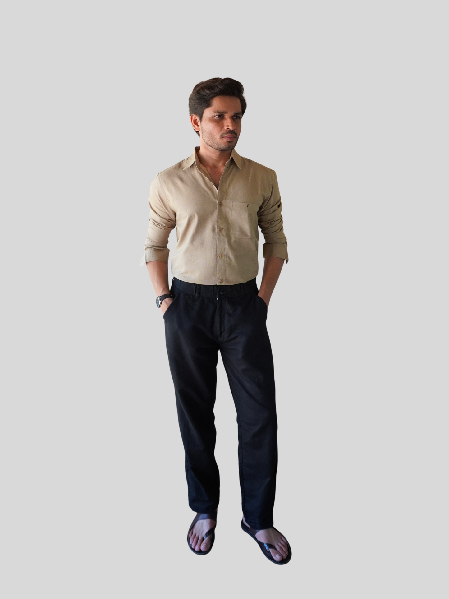 Classic Fit Mushroom Brown Linen Shirt