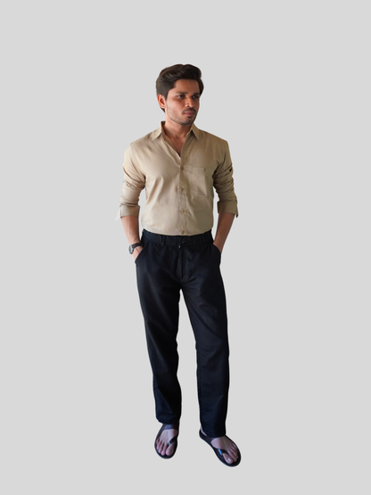 Classic Fit Mushroom Brown Linen Shirt