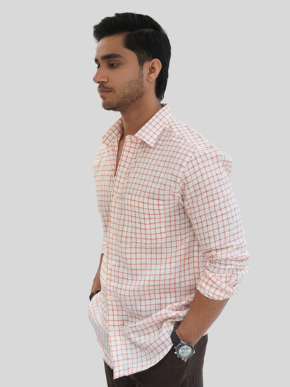 White Checked Linen Shirt