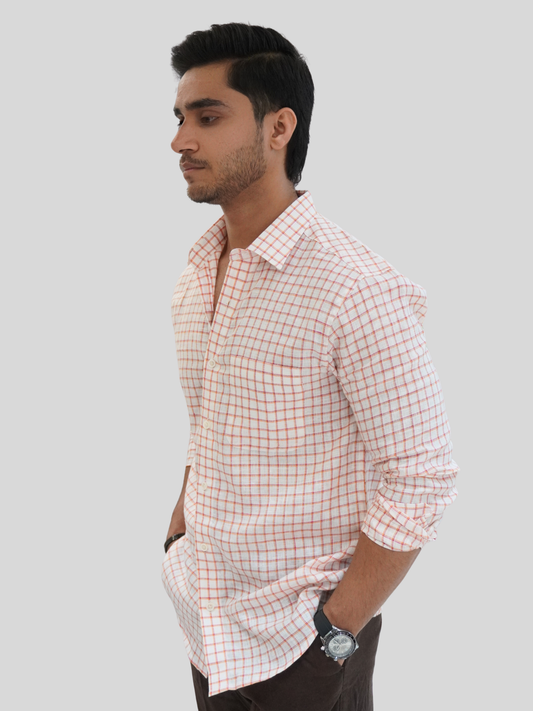 Classic Fit Checked Linen Shirt