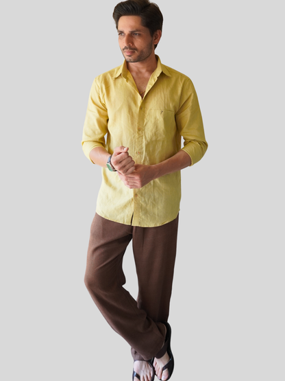 Olive Khaki Linen Shirt