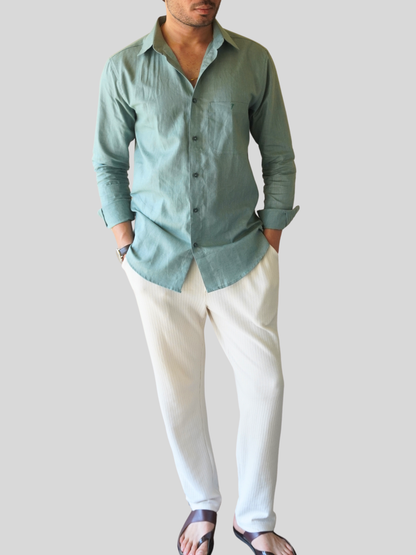 Teal Green Linen Shirt