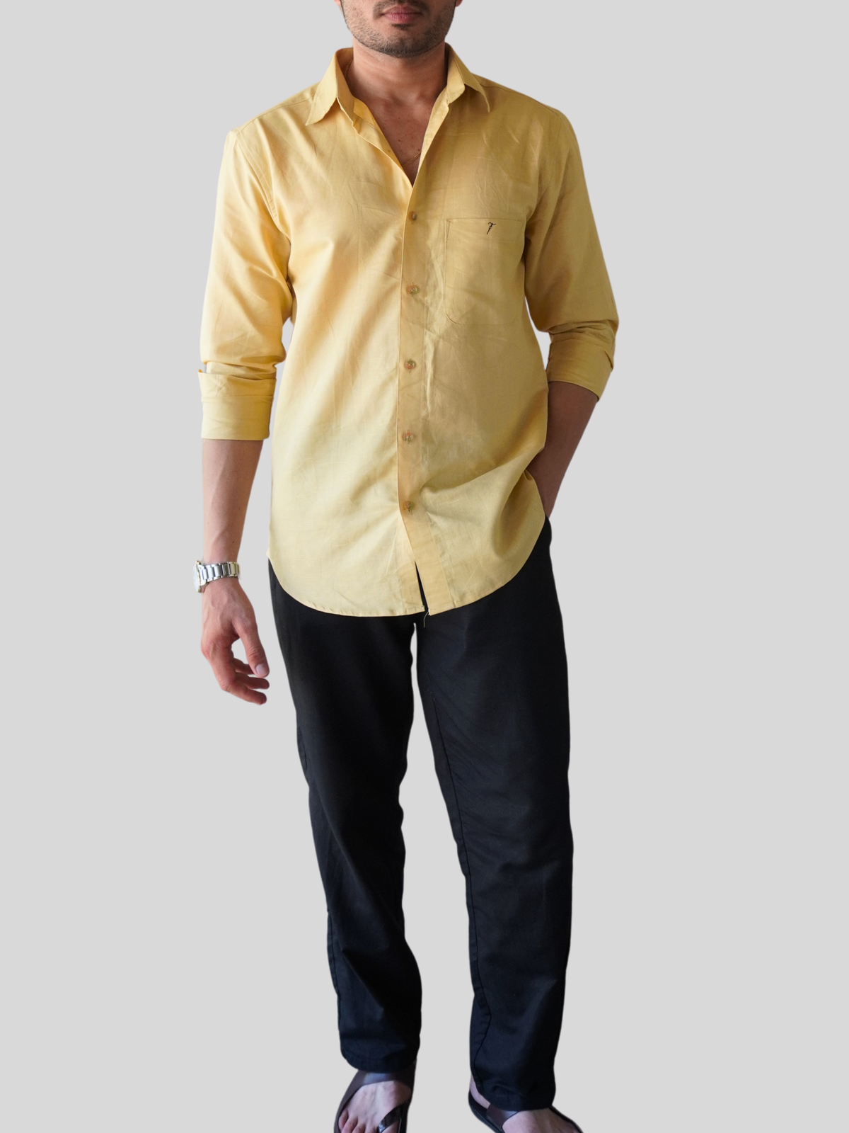 Sand Beige Linen-Blend Shirt