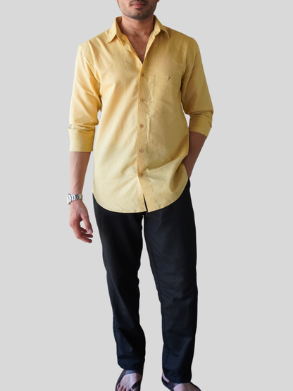 Sand Beige Linen-Blend Shirt