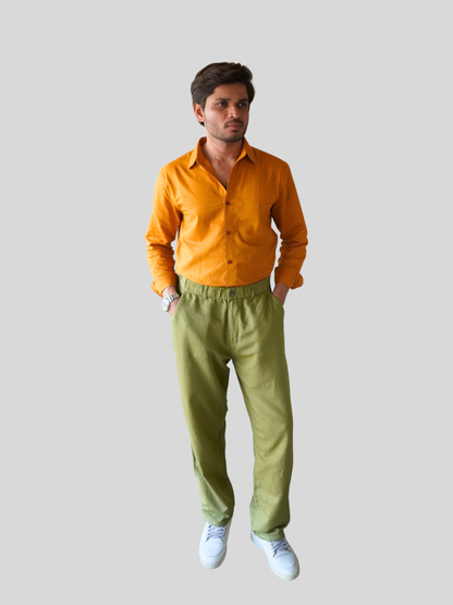 Classic Fit Mustard Yellow Linen Shirt