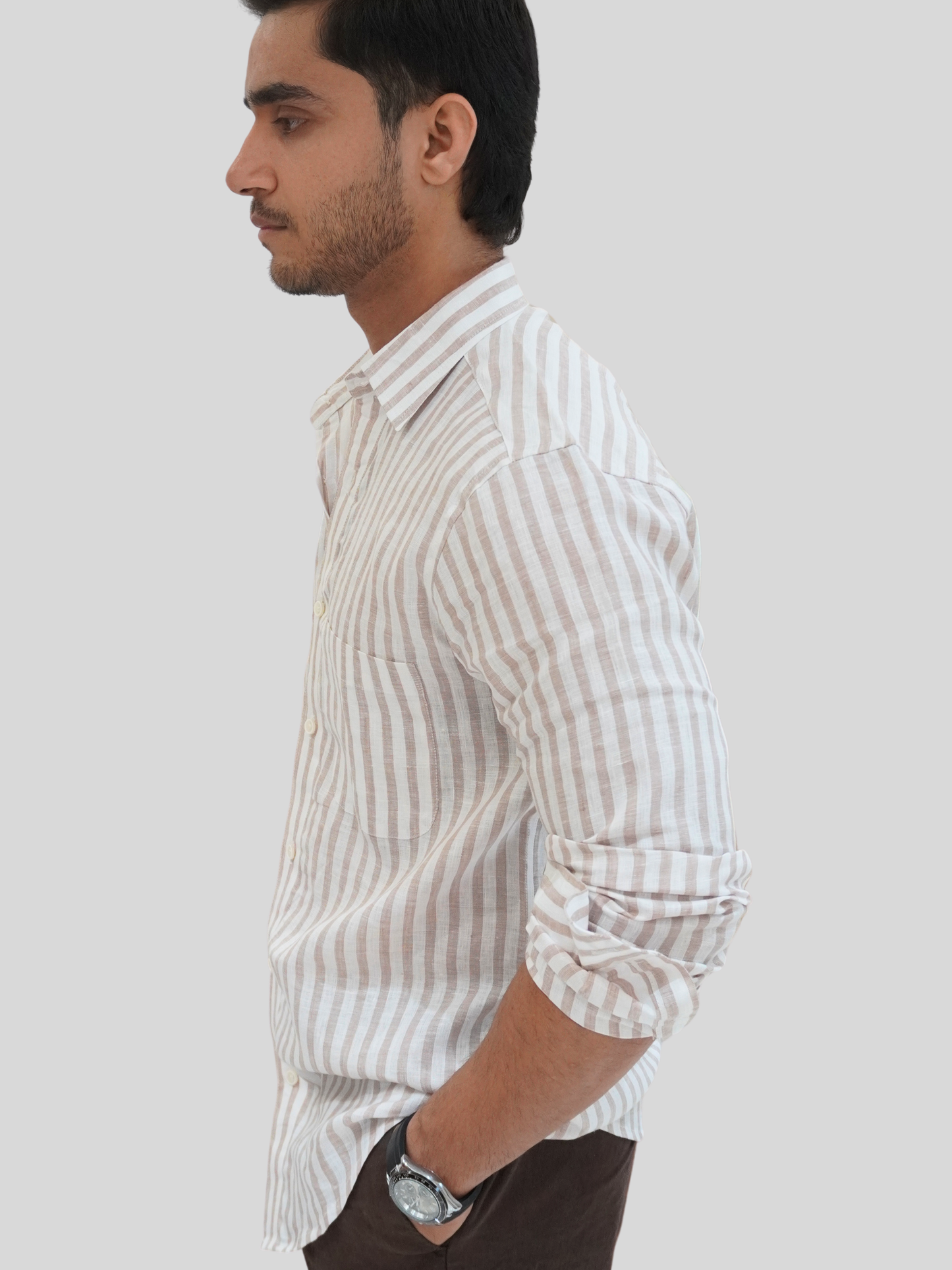 Milky Riviera Striped Linen Shirt