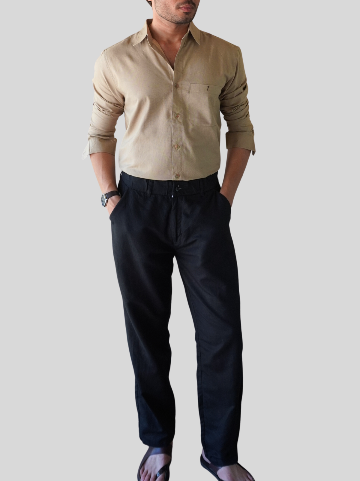 Mushroom Brown Linen-Blend Shirt