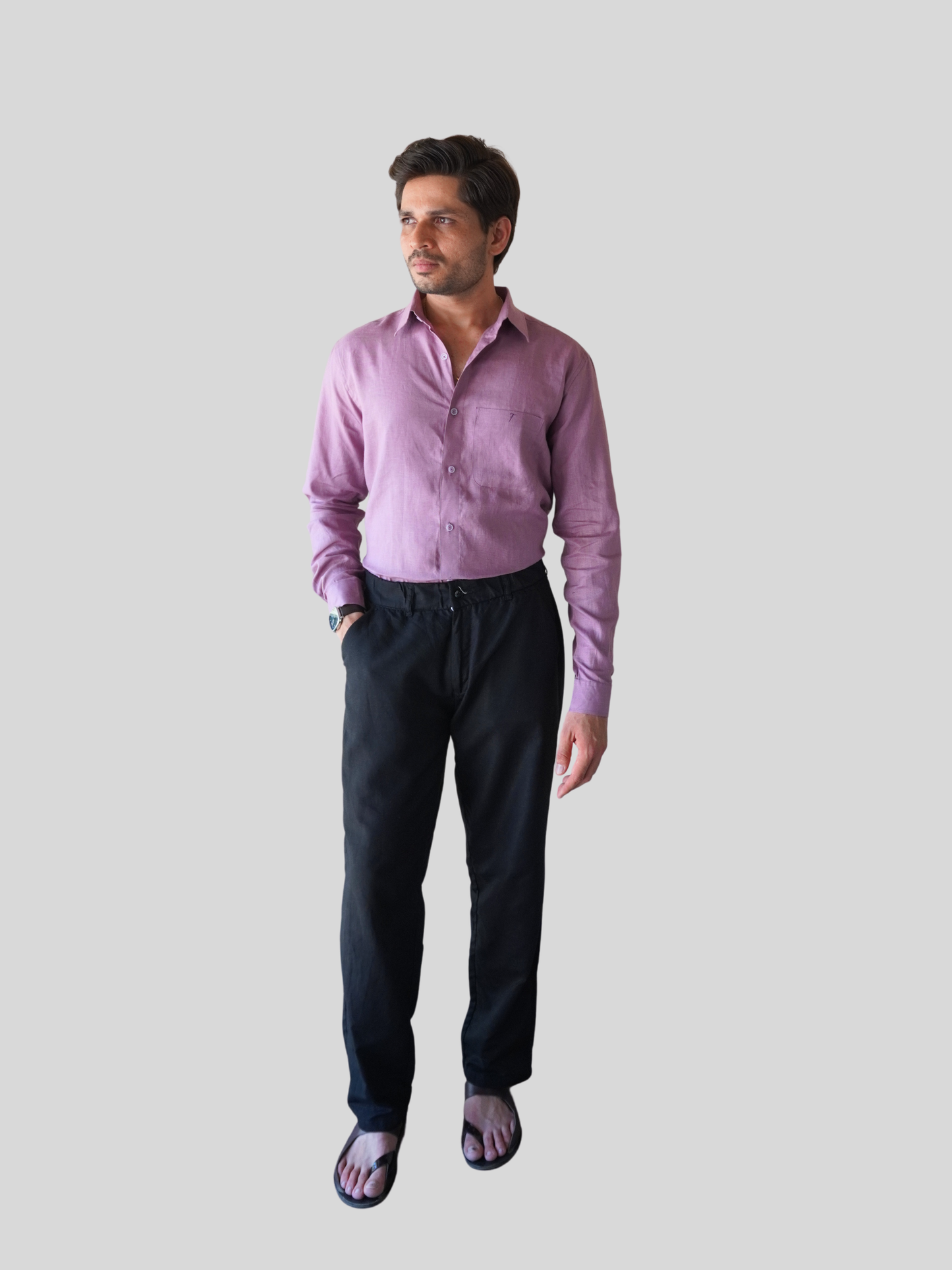 Classic Fit Purple Linen Shirt