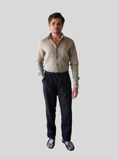 Classic Fit Light Brown Linen Shirt