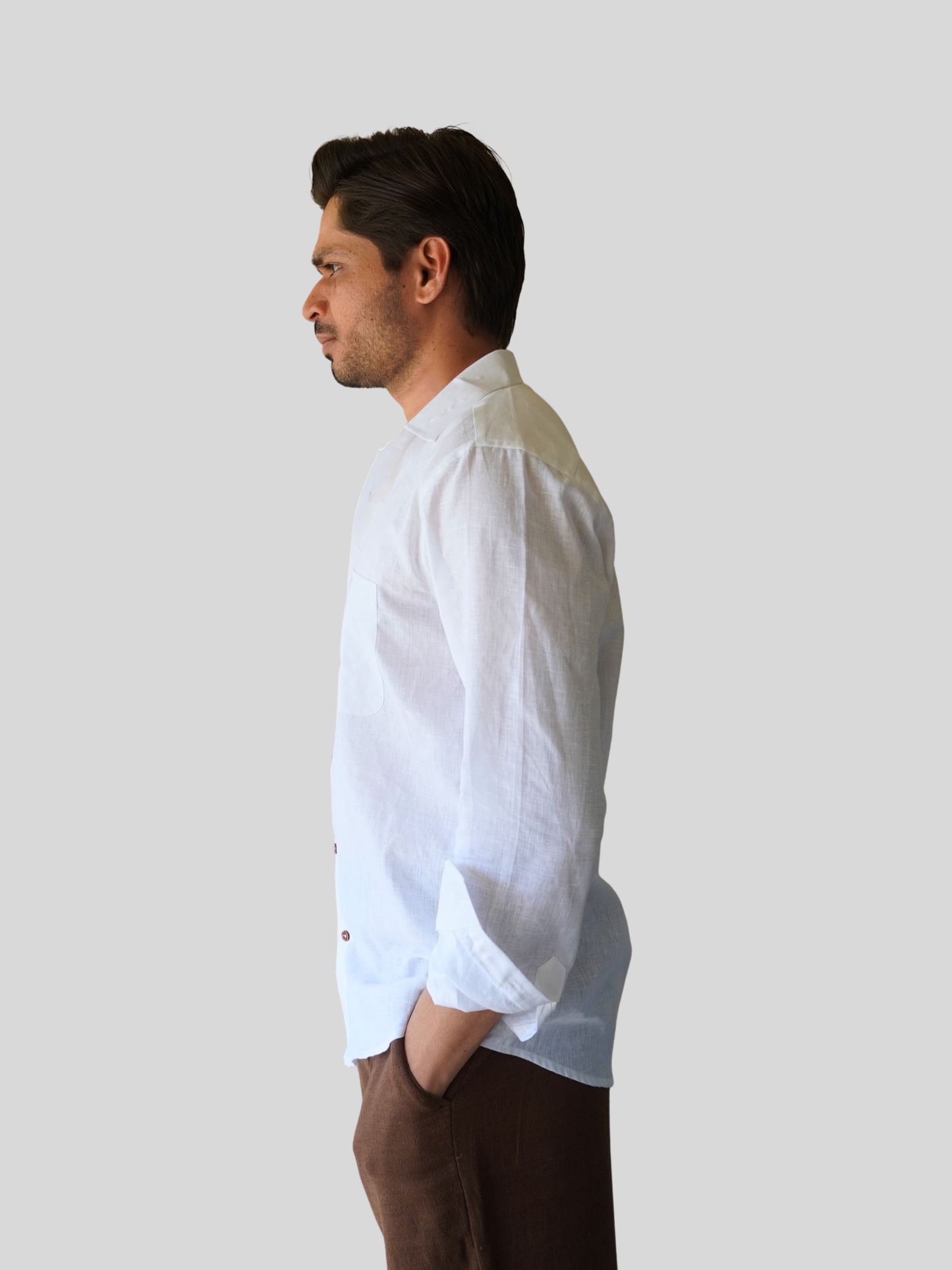 Classic Fit White Linen Shirt