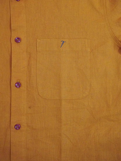 Mustard Yellow Linen-Blend Shirt
