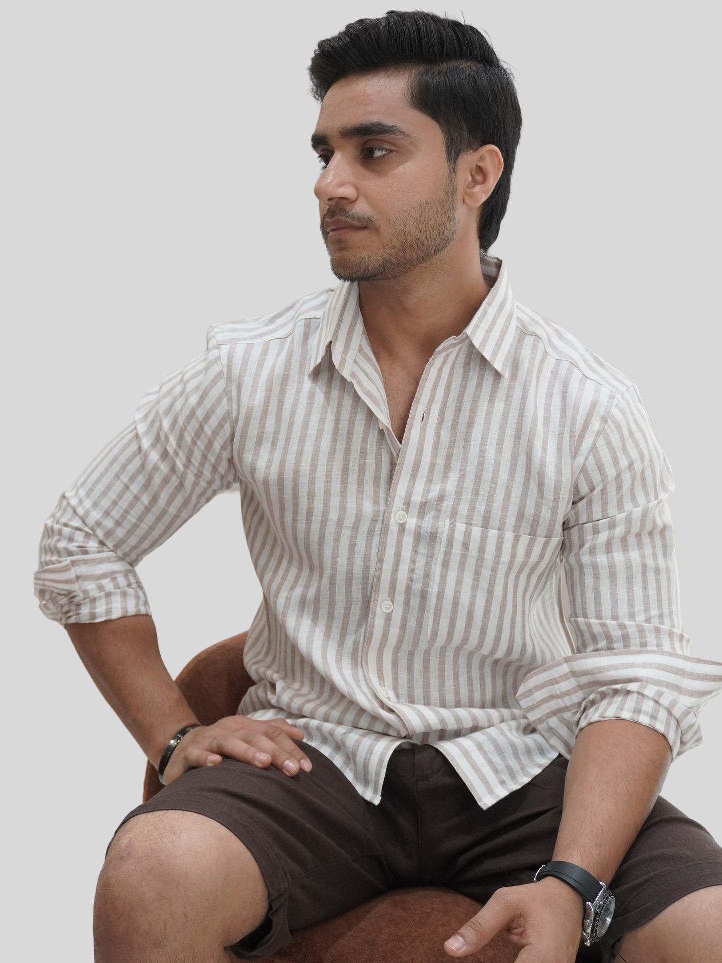 Milky Riviera Striped Linen Shirt