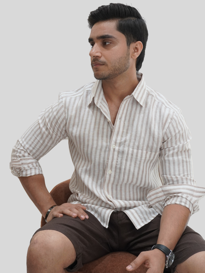 Milky Riviera Striped Linen Shirt