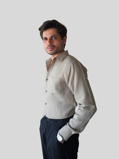 Classic Fit Light Brown Linen Shirt
