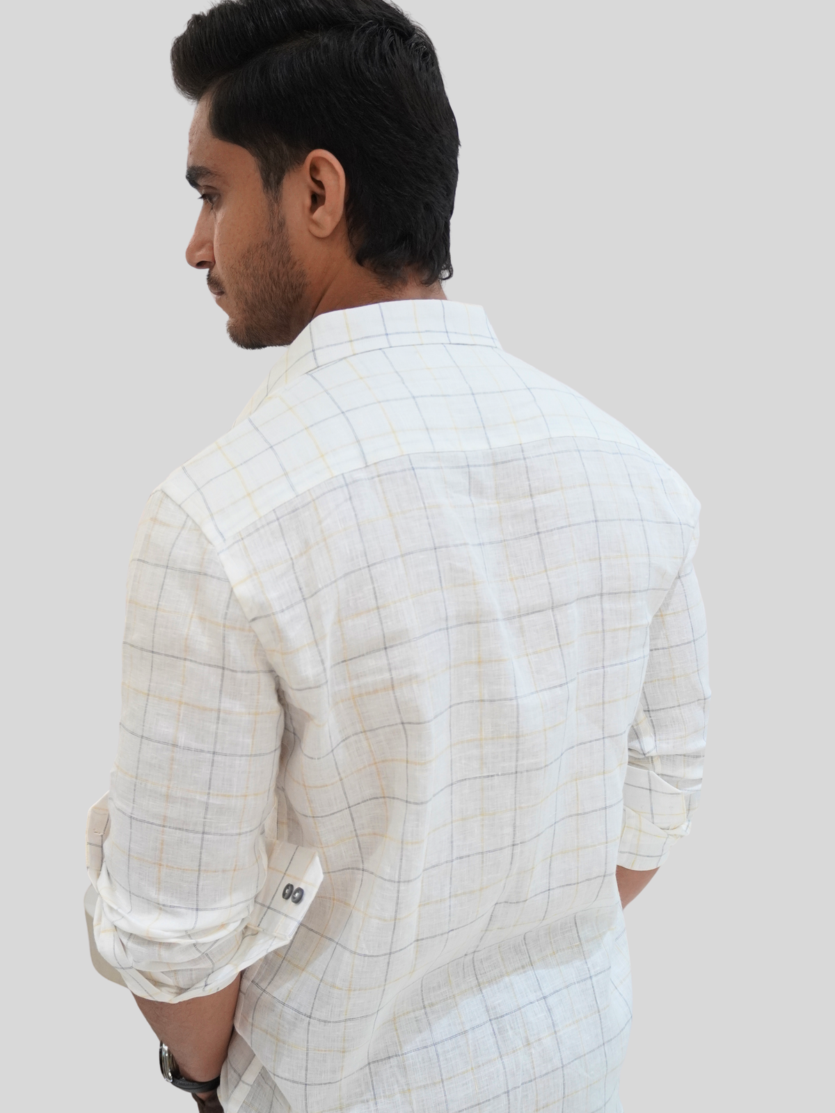 White Checked Linen Shirt