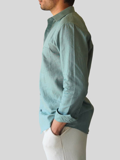 Teal Green Linen Shirt