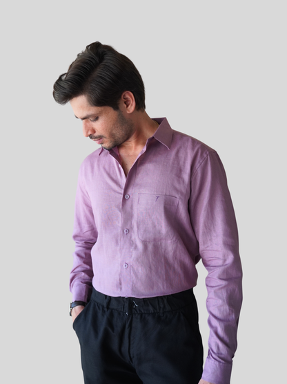 Classic Fit Purple Linen Shirt