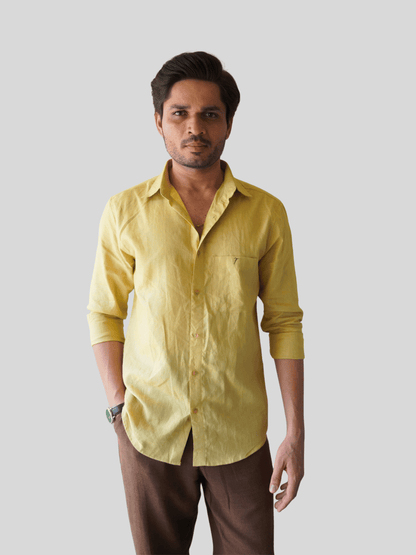 Classic Fit Olive Khaki Linen Shirt