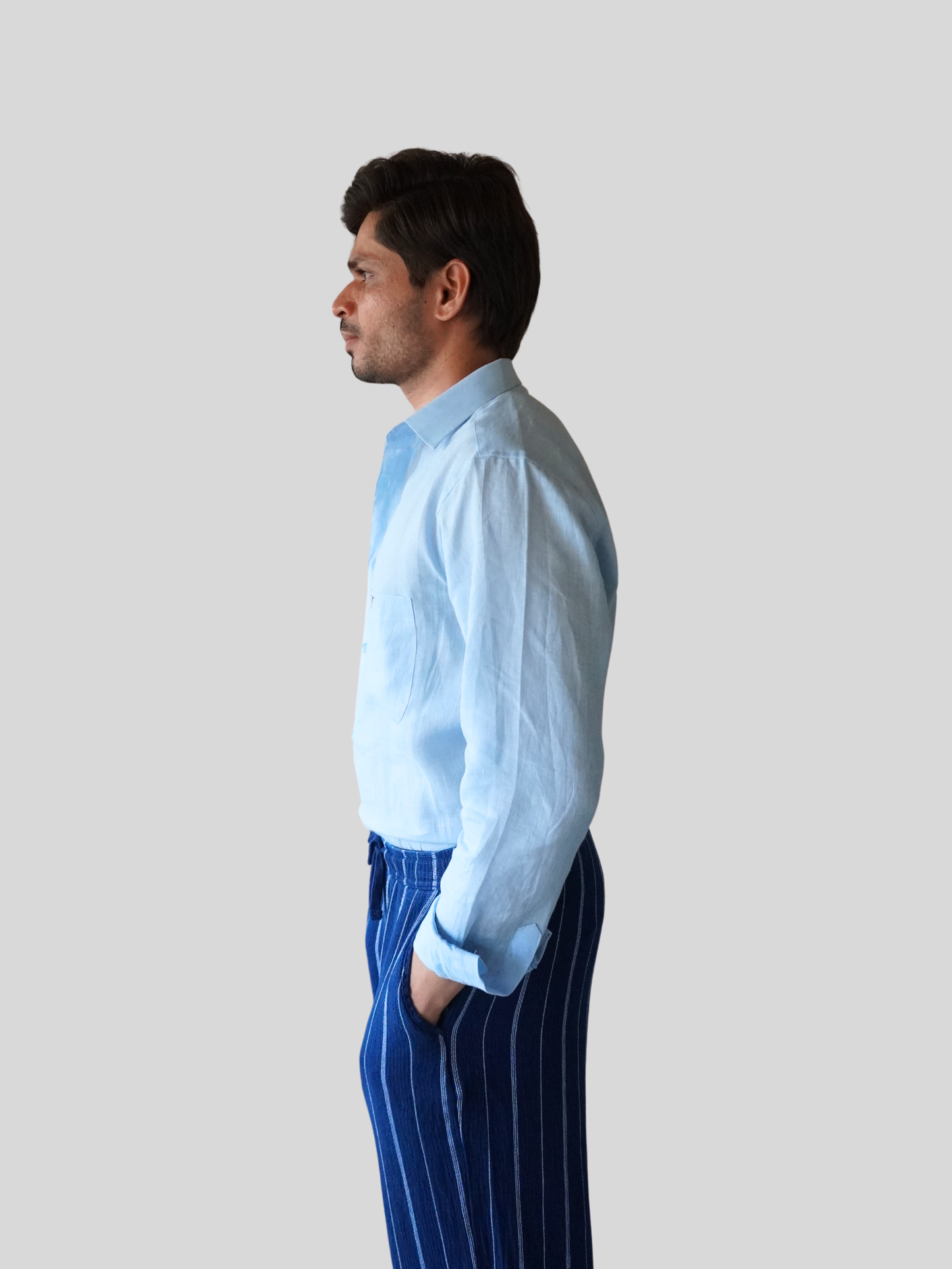 Classic Fit Sky Blue Linen Shirt
