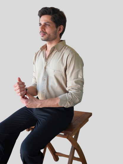 Classic Fit Mushroom Brown Linen Shirt