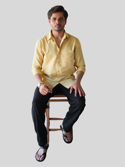 Sand Beige Linen-Blend Shirt