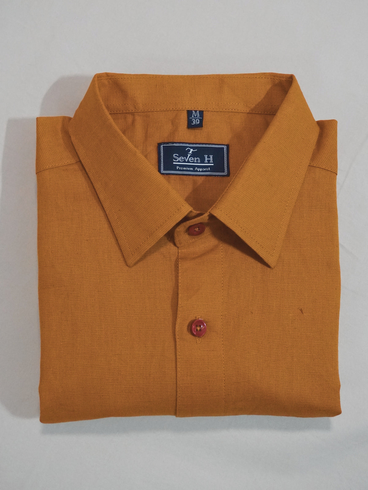 Mustard Yellow Linen-Blend Shirt
