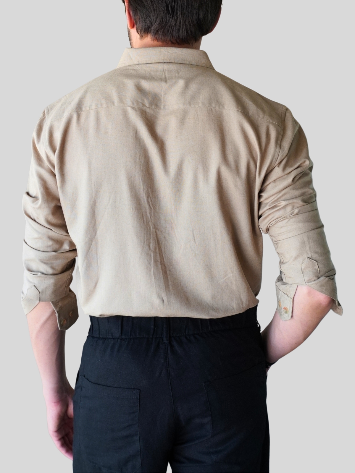 Mushroom Brown Linen-Blend Shirt