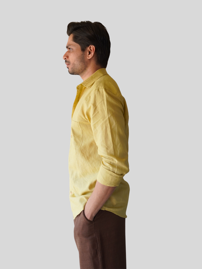 Classic Fit Olive Khaki Linen Shirt
