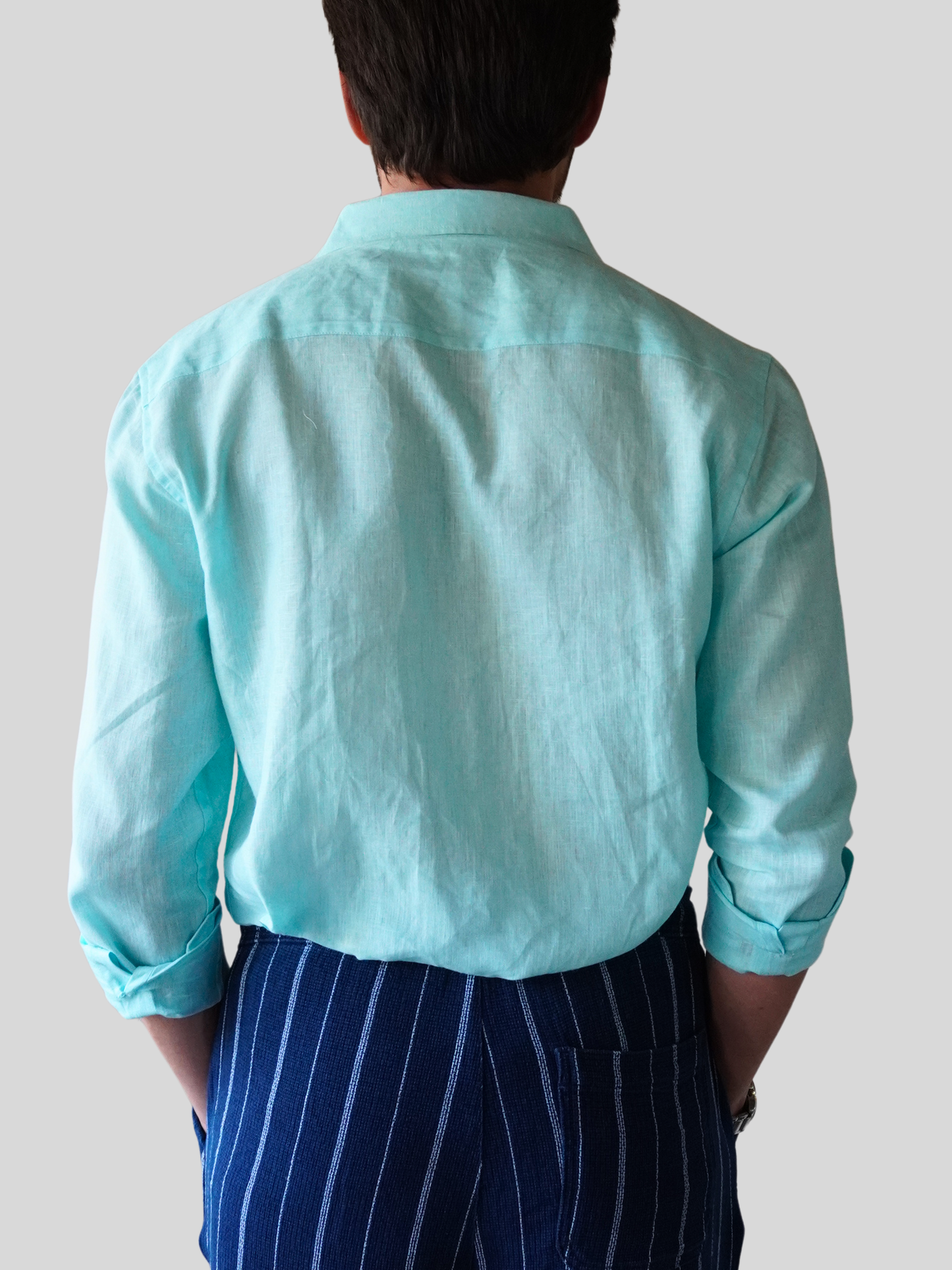 Aqua Blue Beach Linen Shirt