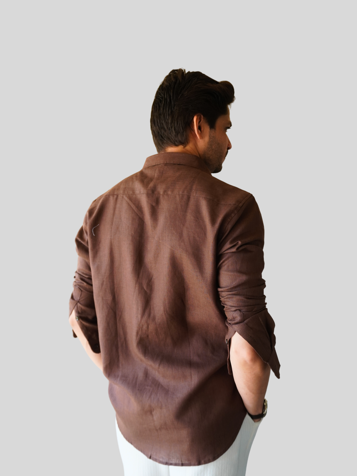 Classic Fit Coffee Brown Linen Shirt