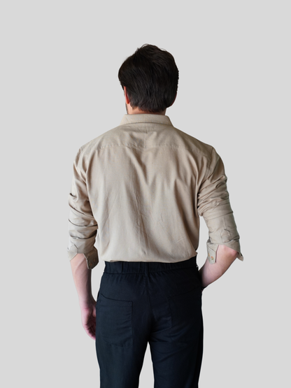 Classic Fit Mushroom Brown Linen Shirt