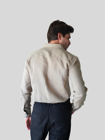 Classic Fit Light Brown Linen Shirt
