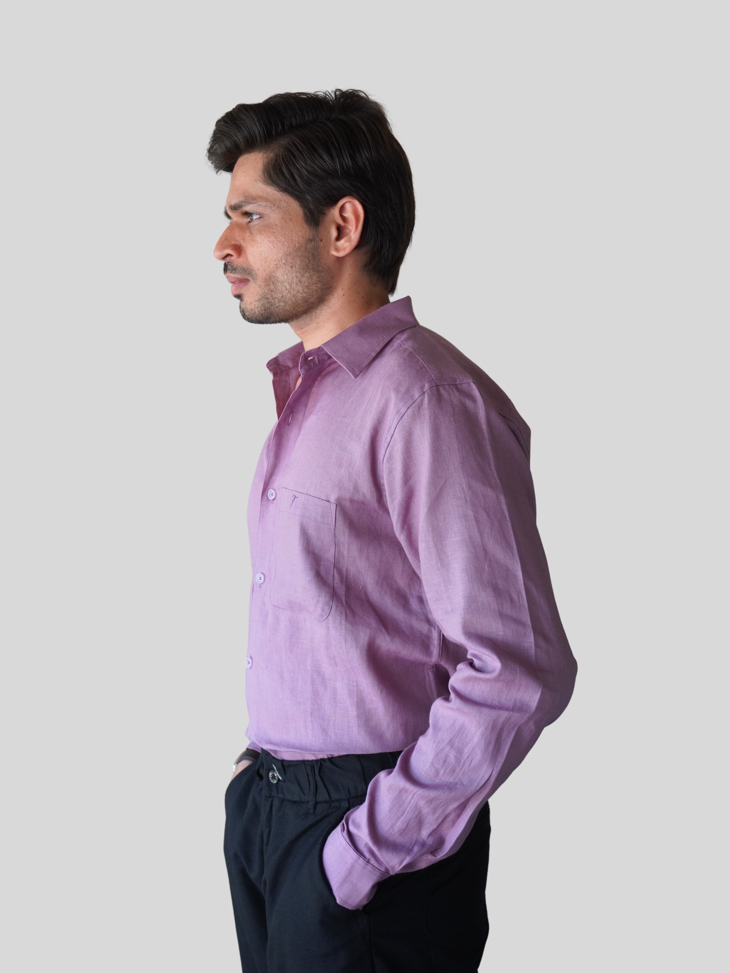 Classic Fit Purple Linen Shirt