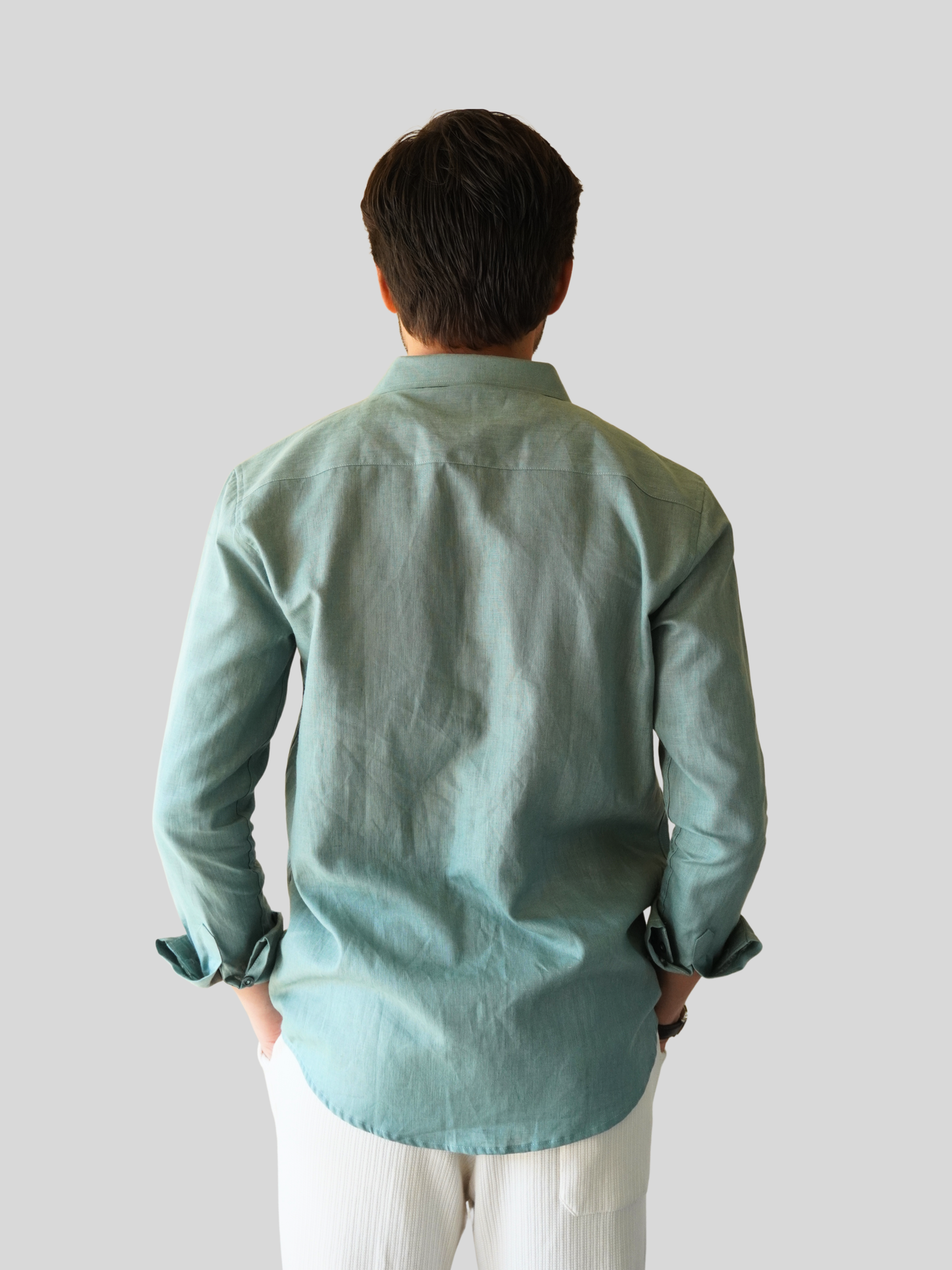 Classic Fit Teal Green Linen Shirt